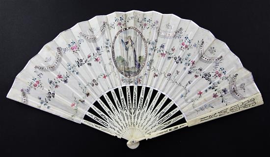 An early 19th century French bone fan,